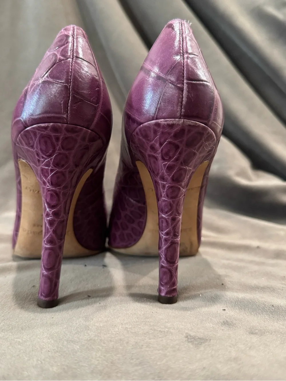 Kate Spade Purple Croc-Embossed Leather High Heel Pumps
